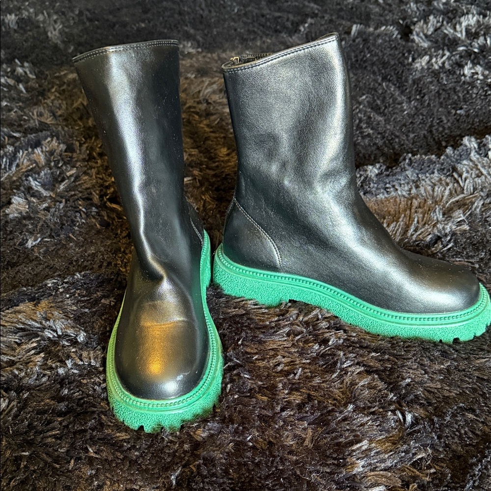 Black and Green Ankle Boots